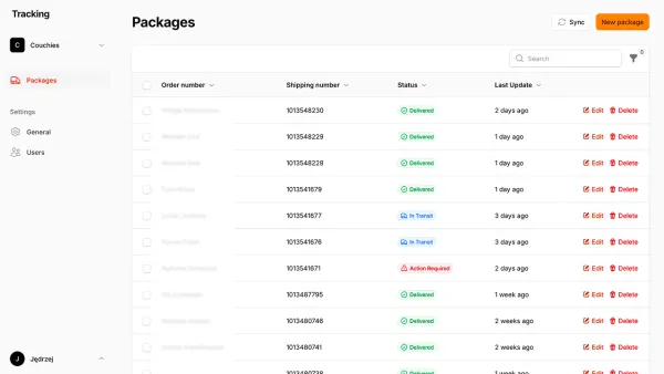 Aplikacja do obsługi wysyłek dla firmy Couchies